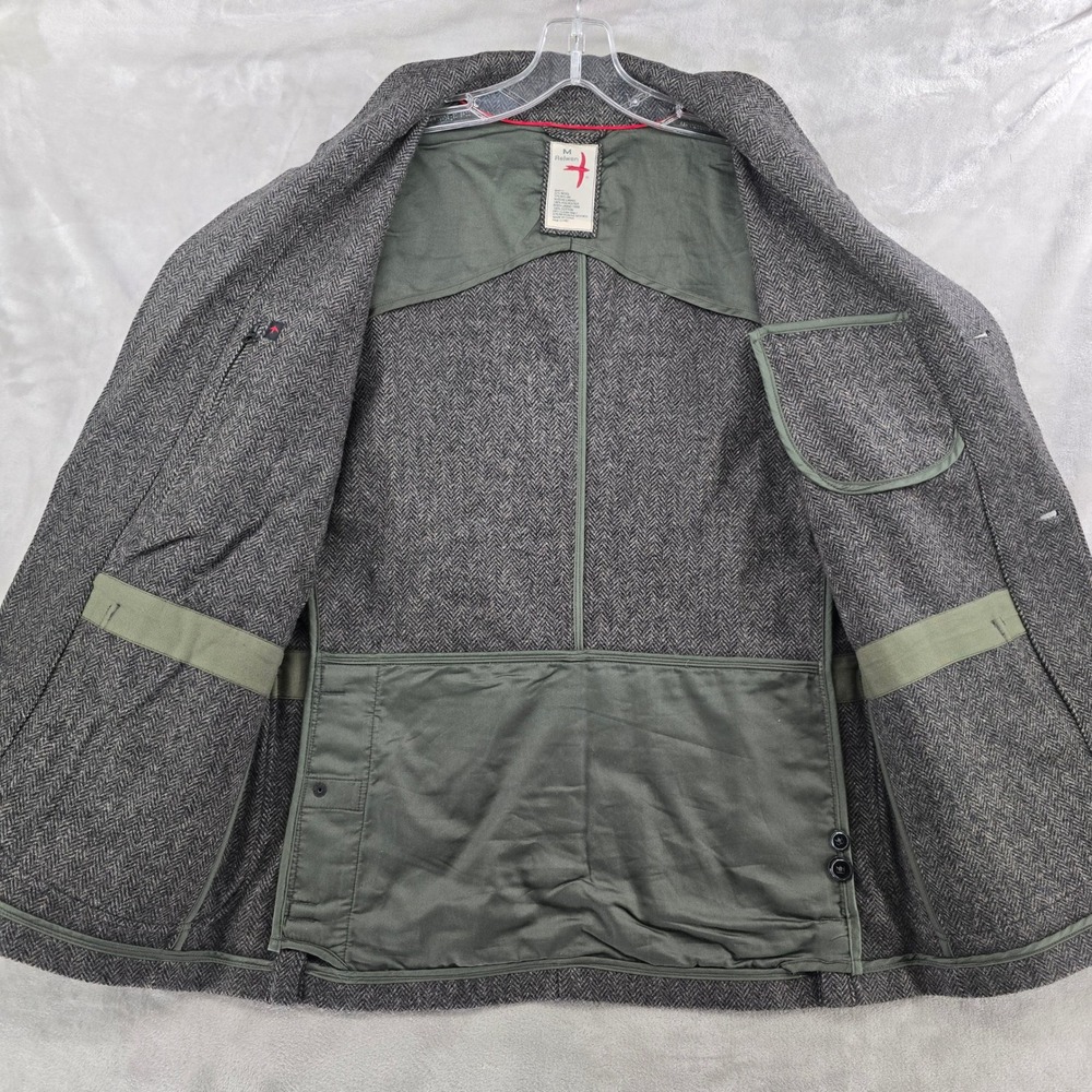 Relwen Size Medium Sweatshirt Trap Blazer Gray Herringbone Wool Jacket NEW - Picture 8 of 8